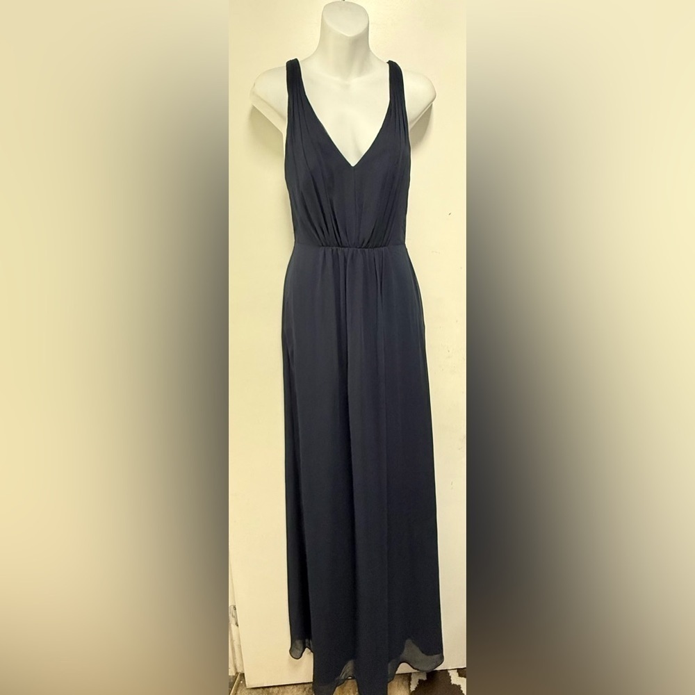 White by Vera Wang Blue Sleeveless V-Neck Maxi Dress